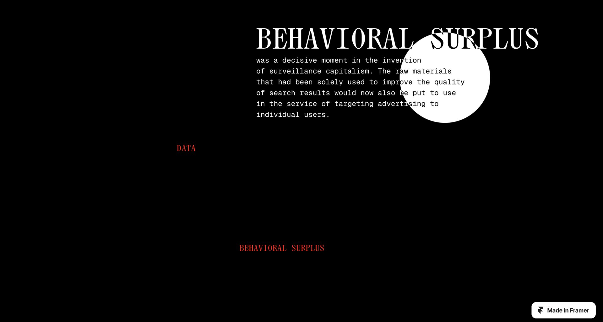 Blind Spot concept revealed on hover — Zuboff excerpt visible