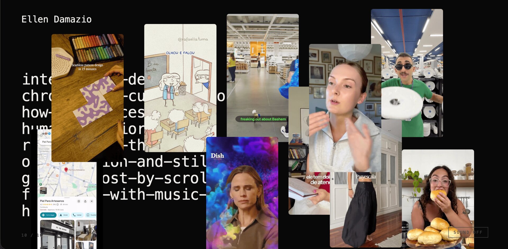 Still Scrolling — full state, after scrolling, the video grid completely assembled around the profile.