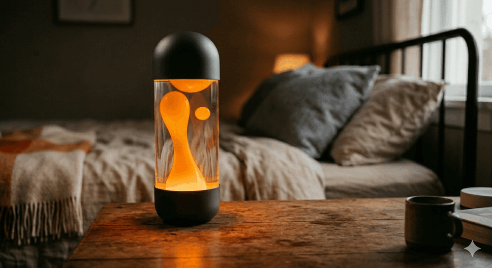 FLUID.ai ambient lamp — orange state, anxiety detected