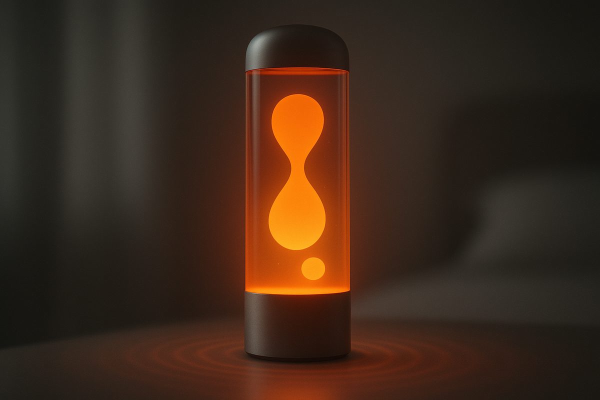 Close-up of the lamp glowing orange