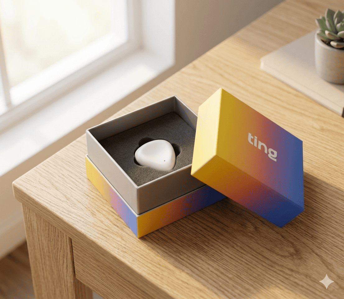 Ting wearable packaging — box open with device